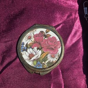 Vintage Round Floral Compact Mirror
